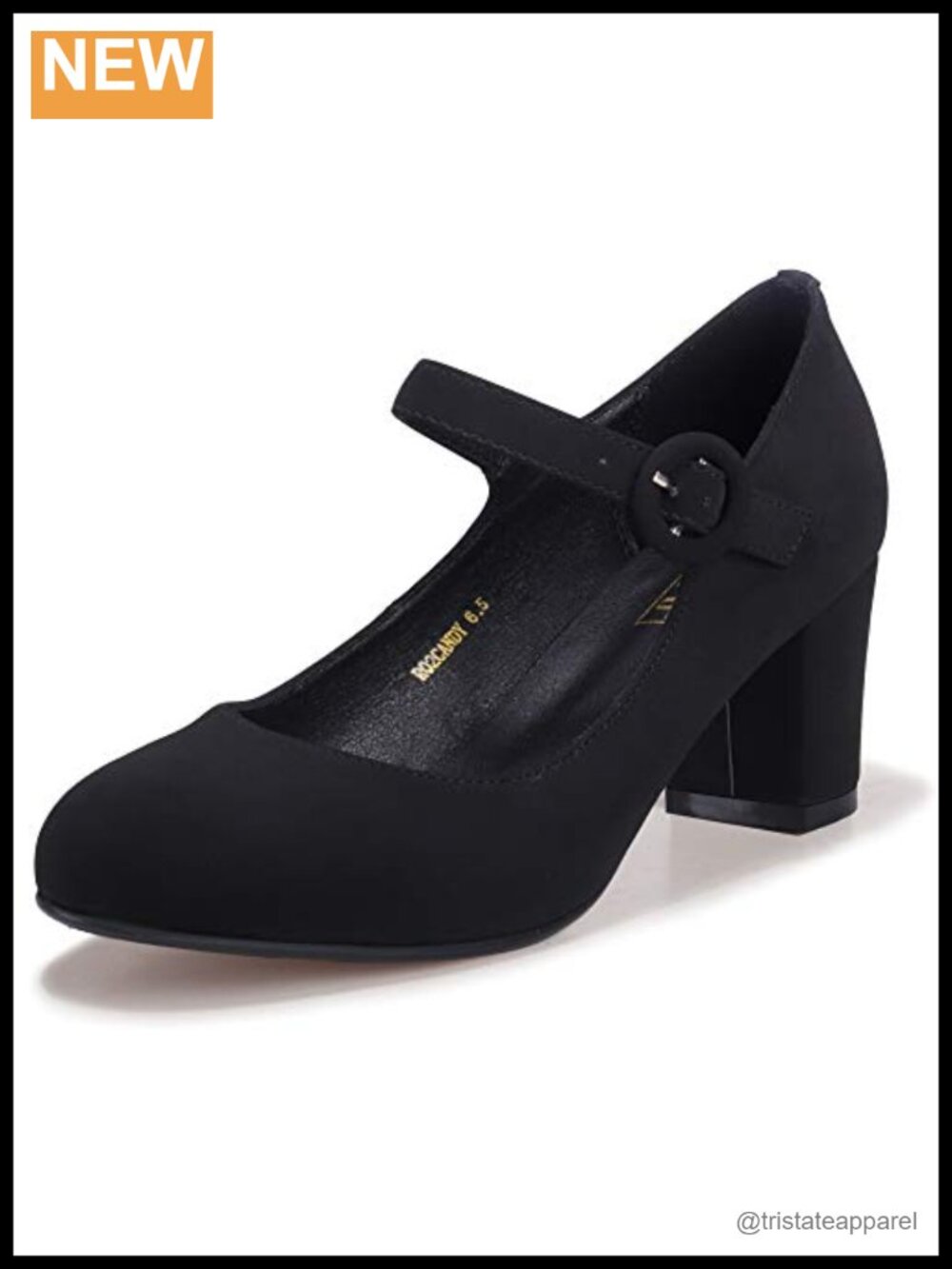 Women's Mary Jane Block Heel Pumps Closed Round Toe Dress Shoes